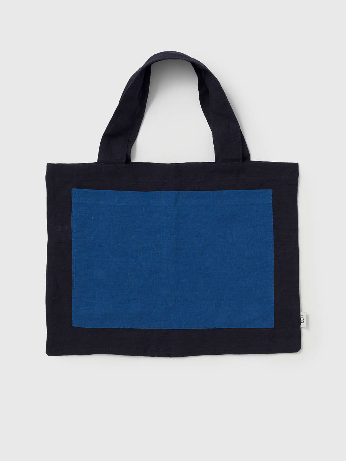 インド リネンバッグL ネイビー×ブルー L