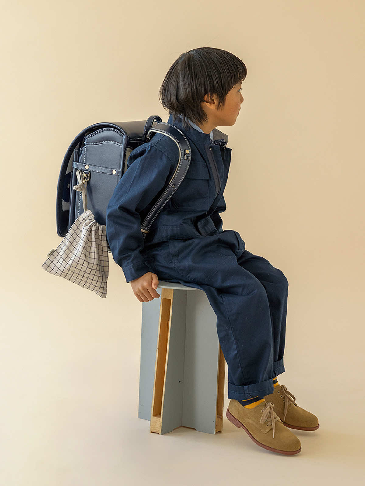 リトアニア リネン巾着 チェック FREE