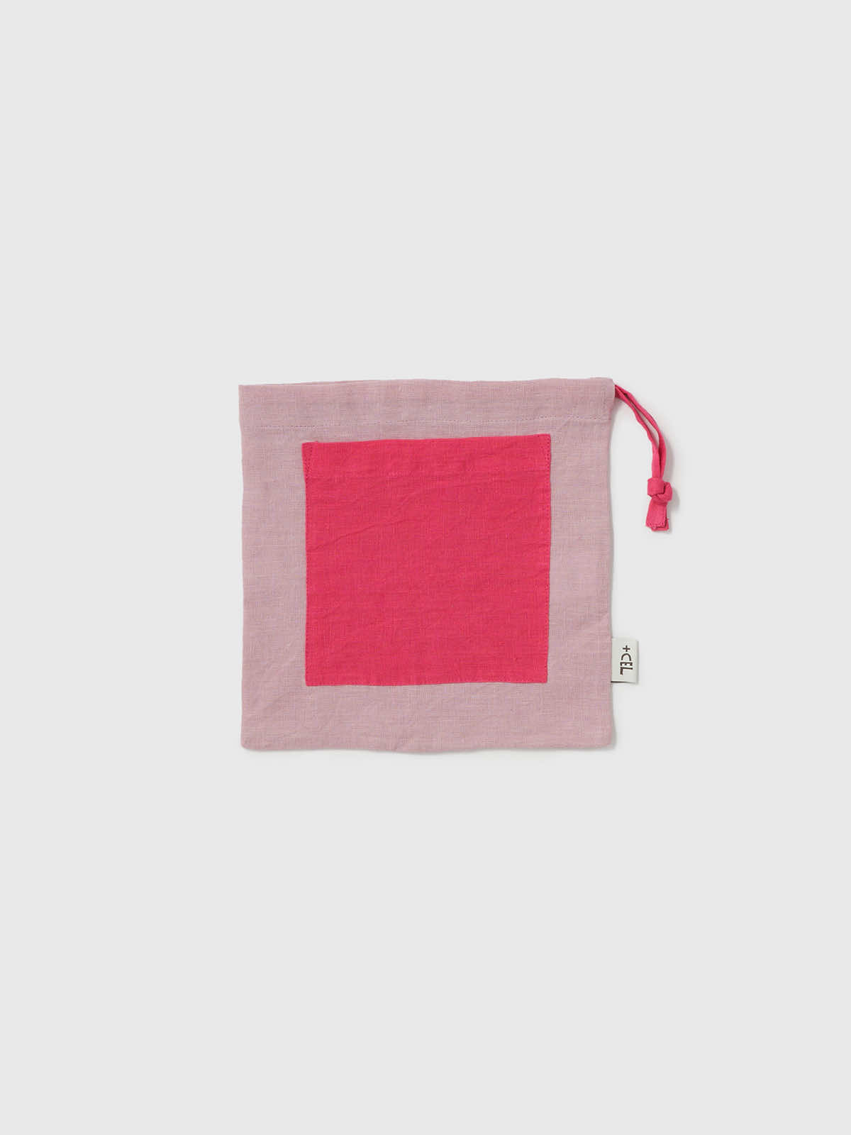 インド リネン巾着 グリーン×イエロー FREE