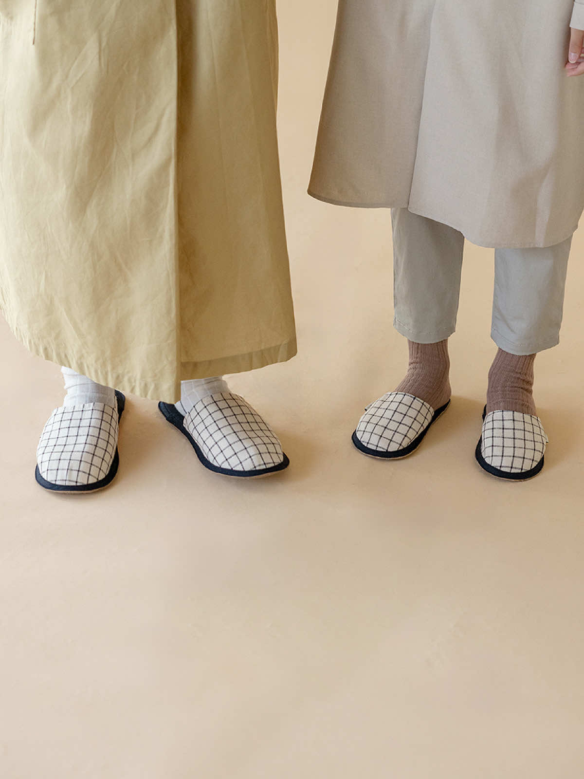 リトアニア リネンスリッパ <キッズ用> チェック S