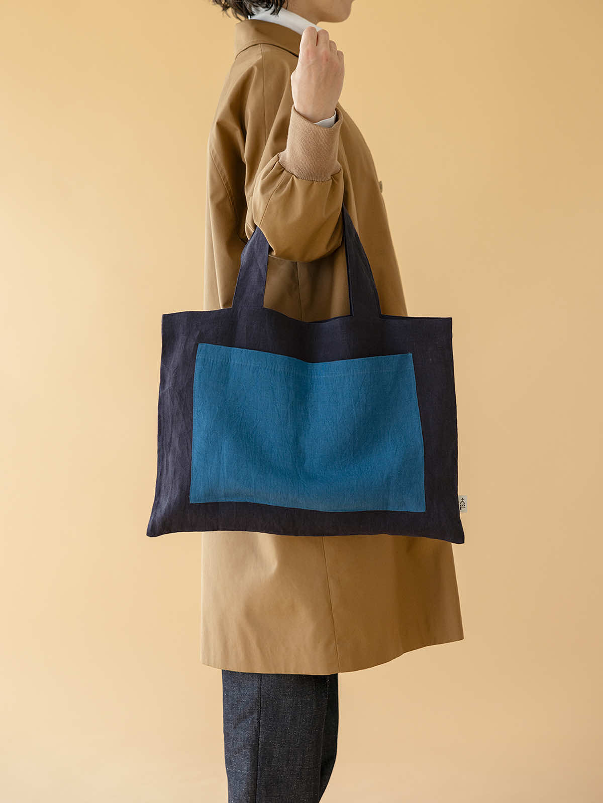 インド リネンバッグL ディープピンク×ライトピンク L