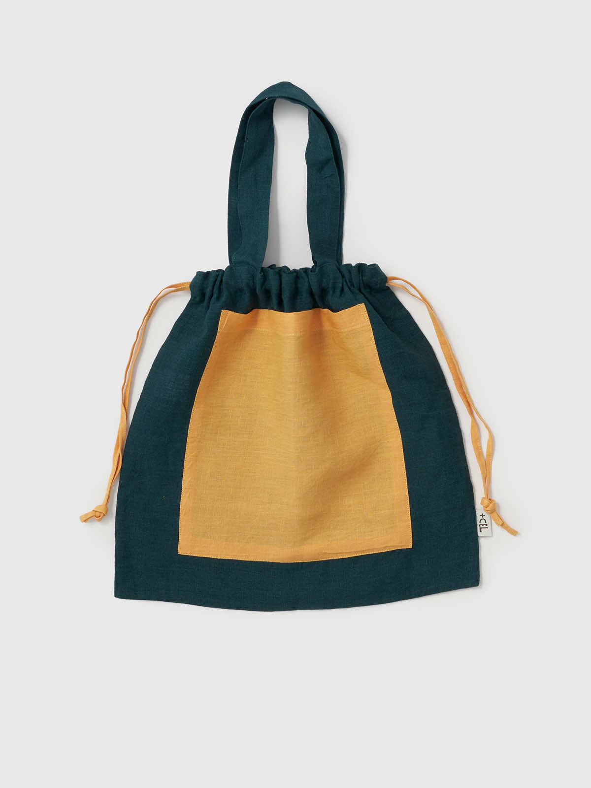 インド リネンバッグM ネイビー×ブルー M