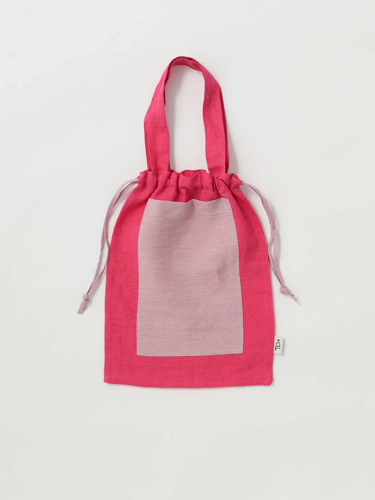 インド リネンバッグS ベージュ×ネイビー S