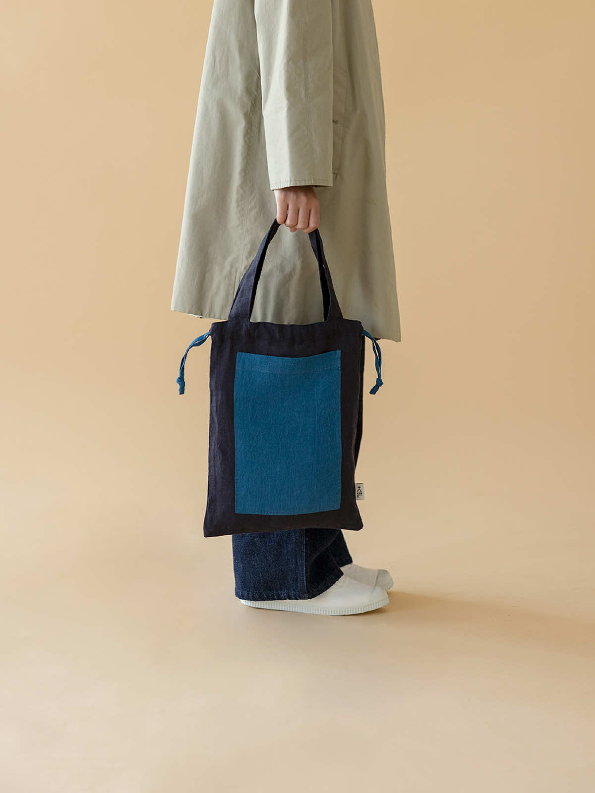 インド リネンバッグS グリーン×イエロー S